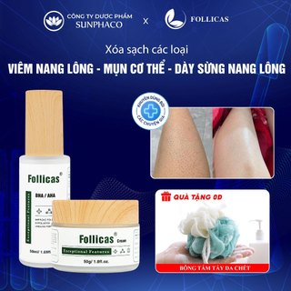 Bộ kem xịt viêm nang lông, mụn lưng follicas giảm mụn lưng, viêm lỗ chân lông, mờ thâm giúp sáng da mịn màng