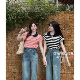 Áo len gạo thêu ngựa cổ bẻ
