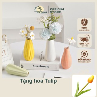 Bình hoa gốm decor phong cách Bắc Âu Sky Decor kín nước, đơn giản cao đến 15cm