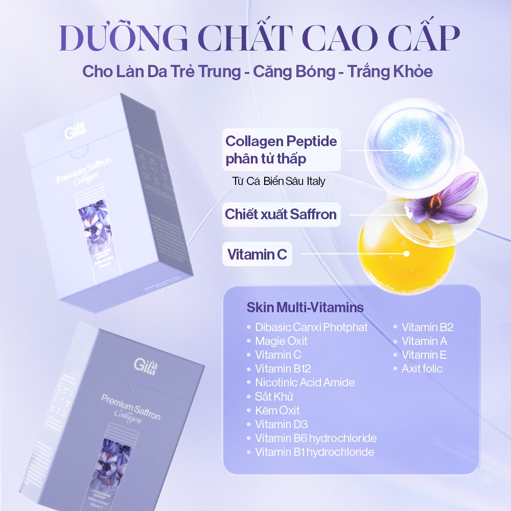 Bột Uống Collagen Cao Cấp Kết Hợp Saffron Gilaa (60 gói x 2g)
