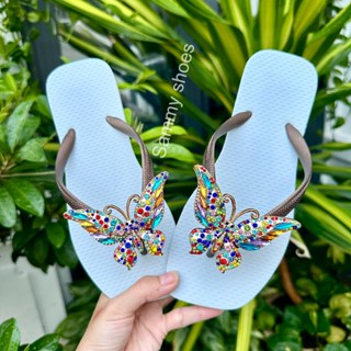 [ Mũi Vuông- charm Bướm 7 màu] DÉP XỎ NGÓN NỮ GẮN CHARM BỨM LẤP LÁNH MIX CÙNG 18 MÀU ĐẾ CHẤT CAO SU ÊM ÁI