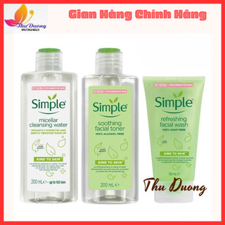 Combo 3 sp Simple Làm Sạch & Cân Bằng Dịu Nhẹ & Tẩy trang cho Da Nhạy Cảm simple