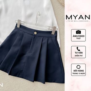Myan design chân váy xếp ly đôi xanh than basic vvn072408