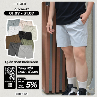 Quần kaki short basic sleek lưng chun, co giãn thoải mái, trẻ trung - feaer