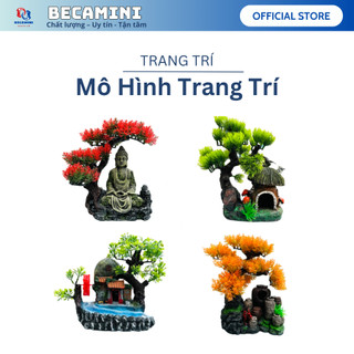 Mô hình trang trí bể cá mini, phụ kiện cây giả tượng phật trang trí hồ thủy sinh