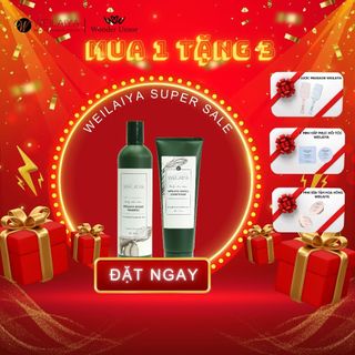 Cặp dầu gội đầu và dầu xả tóc thảo dược Weilaiya gừng trắng giúp ngăn rụng và kích thích mọc tóc
