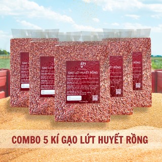  Combo 5 Kí Gạo Lứt Huyết Rồng Hữu Cơ - Gạo Lứt Đỏ Huyết Rồng Ăn Kiêng Giảm Cân Hút Chân Không 