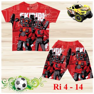 [ĐẶT THEO YÊU CẦU] Đồ bộ cho bé trai hình Titan TV Skibidi Toilet Camera Man từ 10-75kg chất thun lạnh thái mềm mát