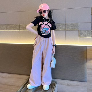 Set bộ quần hộp kèm áo CROPTOP cho bé gái từ 15-45kg chất liệu vải cotton thoáng mát