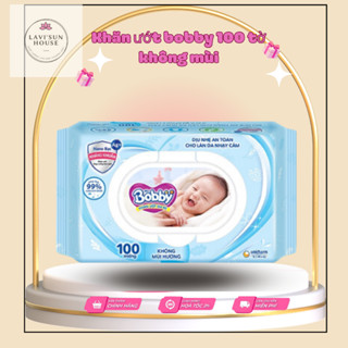 Khăn ướt Bobby 100 tờ không mùi cho bé sơ sinh chính hãng công ty