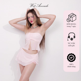 Set bikini tidal 3 món áo cúp ngực + chân váy nhún bèo 3 tầng 23eb-4-m