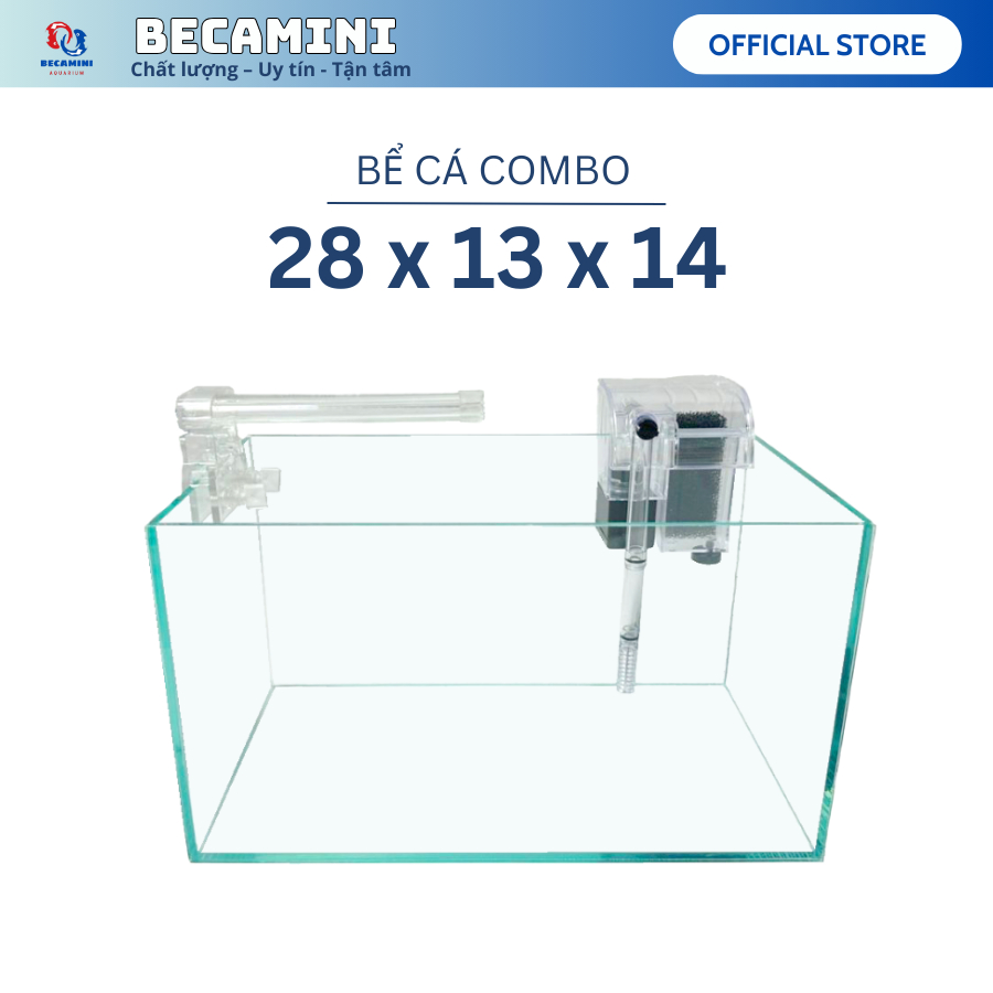 Bể cá mini để bàn 28x13x15cm