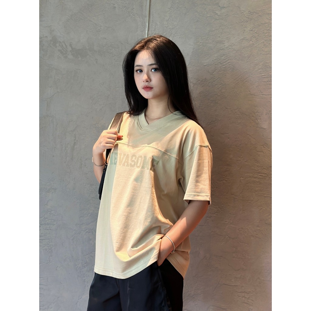 Áo Thun Boxy Local Brand NEVASOME V-Neck Basic Tee Cotton 260 gsm Tay Lỡ Form Boxy Rộng Nam Nữ Cổ V | BigBuy360 - bigbuy360.vn