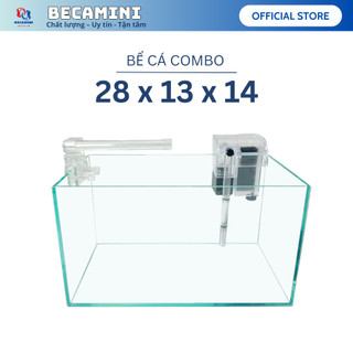 Bể cá mini COMBO ĐẦY ĐỦ, Hồ cá mini 28x13x14 đầy đủ tặng kèm phụ kiện trang trí