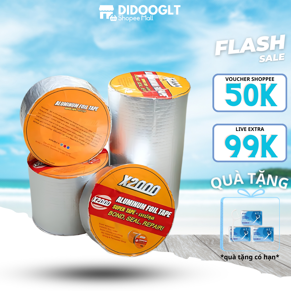 Băng Keo Chống Thấm DIDOOGLT, Cuộn Băng Keo X2000 Siêu Dính Rộng 5cm/10cm/20cm Dán Tường Chống Thấm