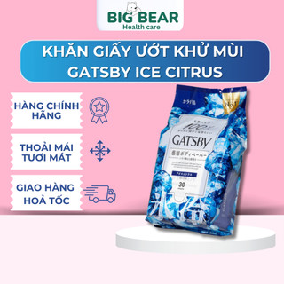 Giấy ướt khử mùi gatsby ice citrus | khăn giấy ướt diệt khuẩn