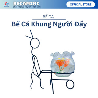 Bể cá mini để bàn người đẩy xe