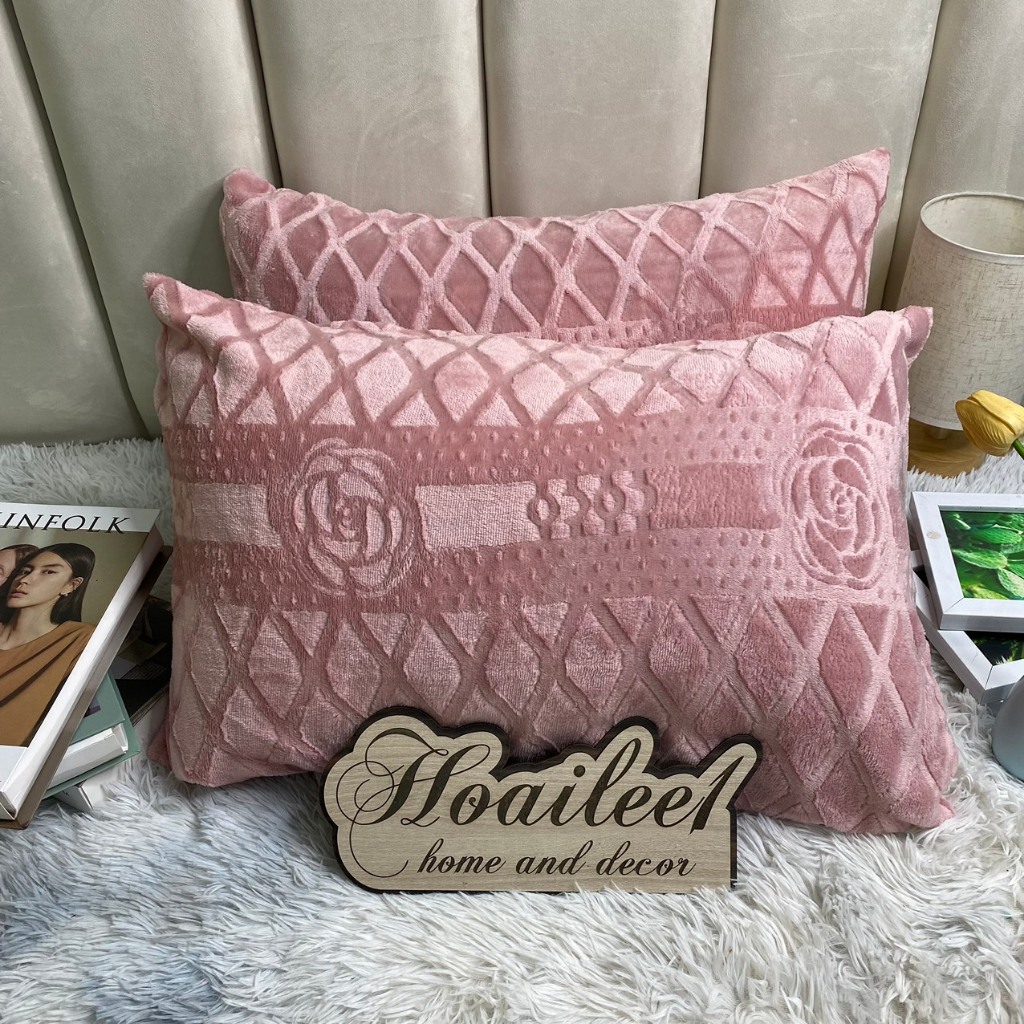 Vỏ gối nằm nỉ nhung mịn  HOA COCO kích thước 45*65cm, áo gối nằm người lớn mềm mại ấm áp cho mùa đôn