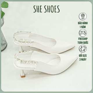 GIÀY CƯỚI SLINGBACK QUAI NGỌC SAU GÓT 5P - NEW ARRIVAL - GC05009