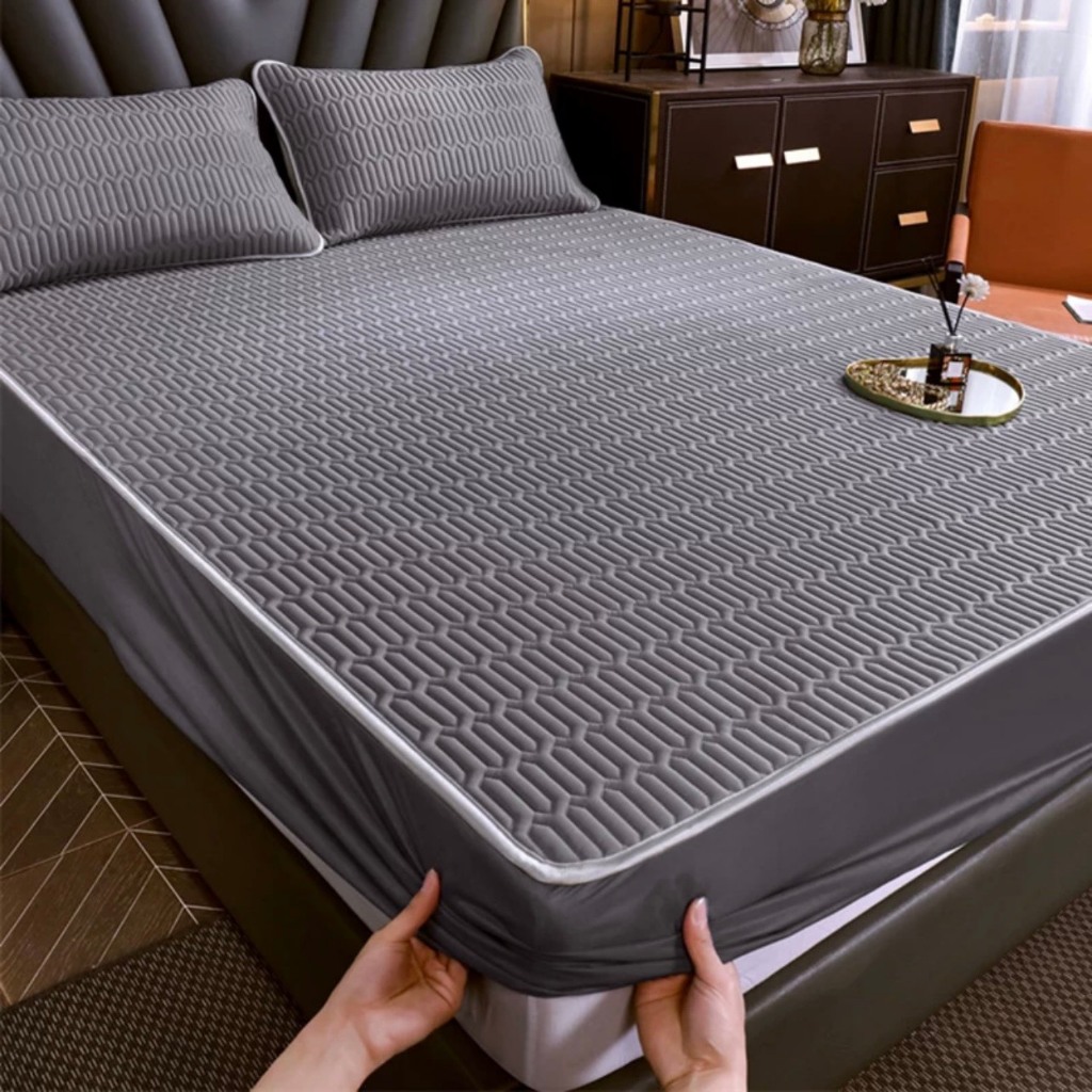 Chiếu Điều Hòa bo chun bọc đệm trần bông xơ đậu lành 1m2, 1m4,1m6, 1m8, 2mx2m2.tặng kèm 2 vỏ gối đầu