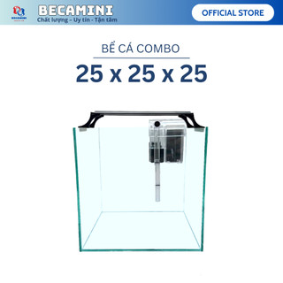 bể cá cubic 25cm combo đầy đủ phụ kiện - bể cá mini - bể cá để bàn mini - bể cá mini