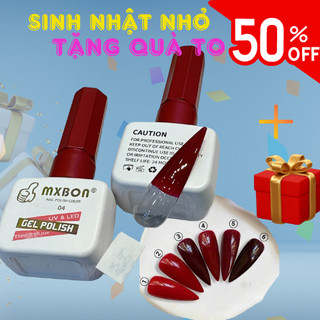 Sơn gel đỏ mxbon mẫu mới, sơn gel đỏ đô, sơn đỏ chery, sơn gel mxbon chính hãng không ánh tím chanh nail