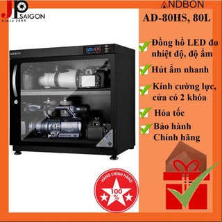 TỦ CHỐNG ẨM MÁY ẢNH ANDBON AD-80HS, TỦ NGANG 80 LÍT + QUÀ TẶNG