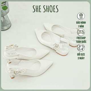 Giày cưới slingback quai nơ đính hoa đá - new arrival
