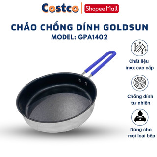 Chảo inox chống dính Goldsun đáy từ 3 lớp tay cầm boc silicon sử dụng phù hợp cho mọi loại bếp