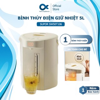 Bình thủy điện, bình đun nước giữ nhiệt SUPOR 5L SW- 50T106 ĐUN SÔI NHANH 8 mức nhiệt KHỬ CLO AN TOÀN màn hình hiển thị
