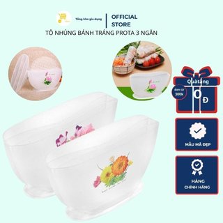 Tô Nhúng Bánh Tráng 3 Ngăn - Tô Nhúng Prota Hoa Sen - Tô Nhúng Bánh Tráng Nhựa Tiện Lợi Cao Cấp MTA-MART