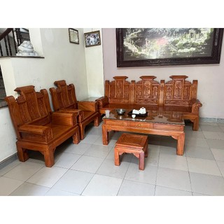 Bộ bàn ghế âu á gỗ hương đá chương cuốn thư