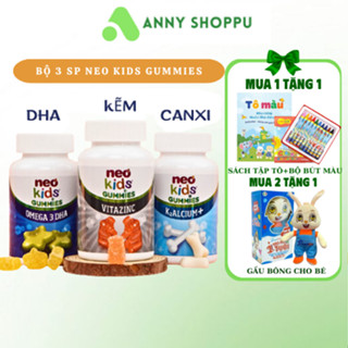 BỘ 3 NEO KIDS GUMMIES, Neo kids Canxi, Neo Kids ZinC, Neo Kids Omega 3 DHA bổ sung canxi kẽm dha bé