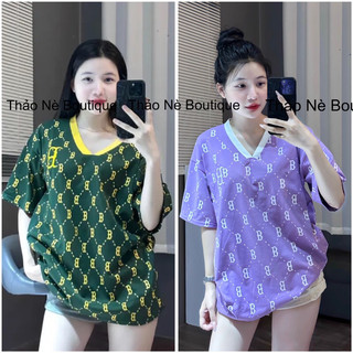 ÁO THUN UNISEX FORM RỘNG FULL CHỮ B_CỔ TIM COTTON