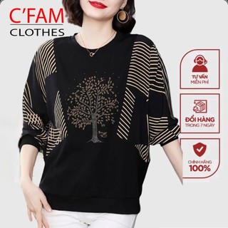 Áo Thun nữ trung niên C'FAM áo cotton Nữ Kiểu Form Rộng, đủ màu đủ size, thiết kế bassic GDA06