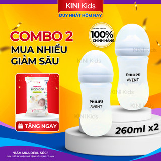 Phillips avent bộ 2 bình sữa cho bé sơ sinh cổ rộng an toàn, chống đầy hơi sặc sữa 260ml/bình