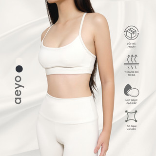 Áo bra thể thao yoga Aura Chic, dáng ngắn ôm chân ngực, trắng, chất liệu aeyoFit, thời thượng