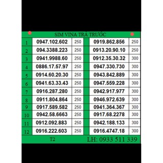 Sim vina số đẹp giá rẻ. đầu số 091 số cặp số gánh, dễ nhớ