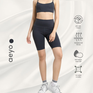 Quần biker short yoga gym nữ Aura chic, cạp cao, chất liệu aeyoFit tôn dáng, ôm vừa vặn thoải mái