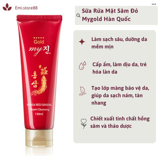 Sữa Rửa Mặt Sâm Đỏ Hàn Quốc My Gold Korea Red Ginseng Foam Cleanser 130ml , Sữa rửa mặt chính hãng