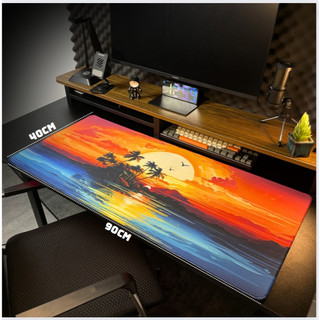 Tấm lót chuột, Lót chuột máy tính 90x40cm độ dày 3mm bo viền chắn chăn hoạ tiết phong cảnh in sắc nét