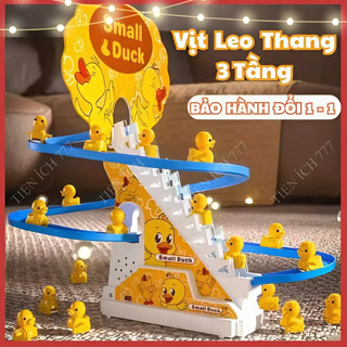 Đồ chơi cầu trượt Vịt vàng leo cầu thang với âm thanh vui nhộn + Đèn nháy đẹp mắt ( bộ 3 tầng 3 vịt )