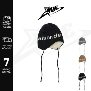 (Có sẵn) AOE STUDIO- Mũ len nữ nam Y2K mũ dệt kim MADISON DEMERCIA dây đeo bảo vệ tai nón giúp giữ ấm mùa đông đi Đà Lạt