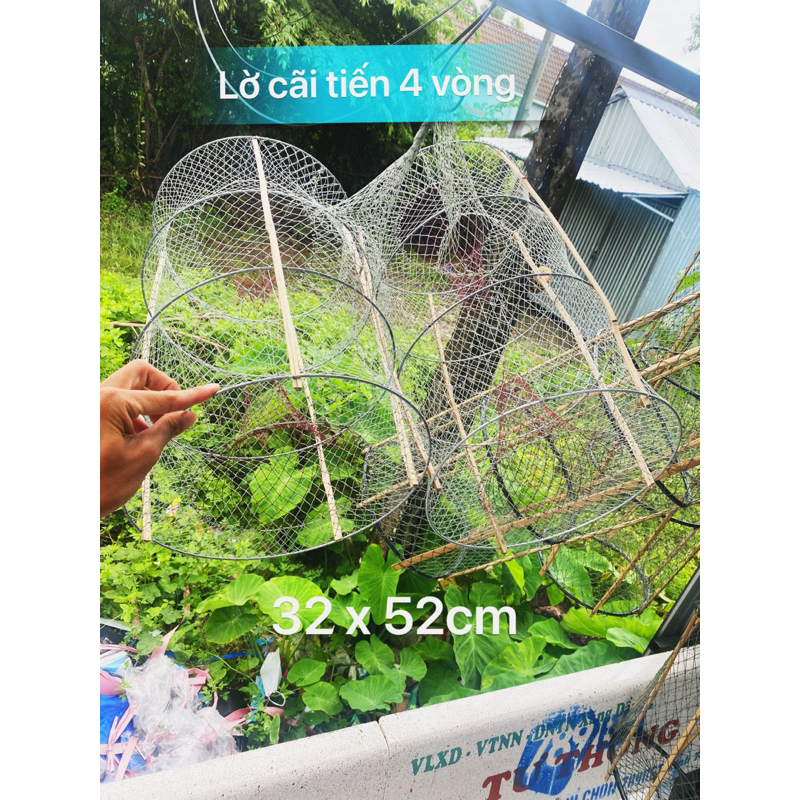 combo 5 Lờ cãi tiến Lờ xếp 4 vòng Kích cỡ 32cm x 52cm Mặt lưới 2,5p(1,2cm2) Kèm 4 thanh tre Bắt Cá L