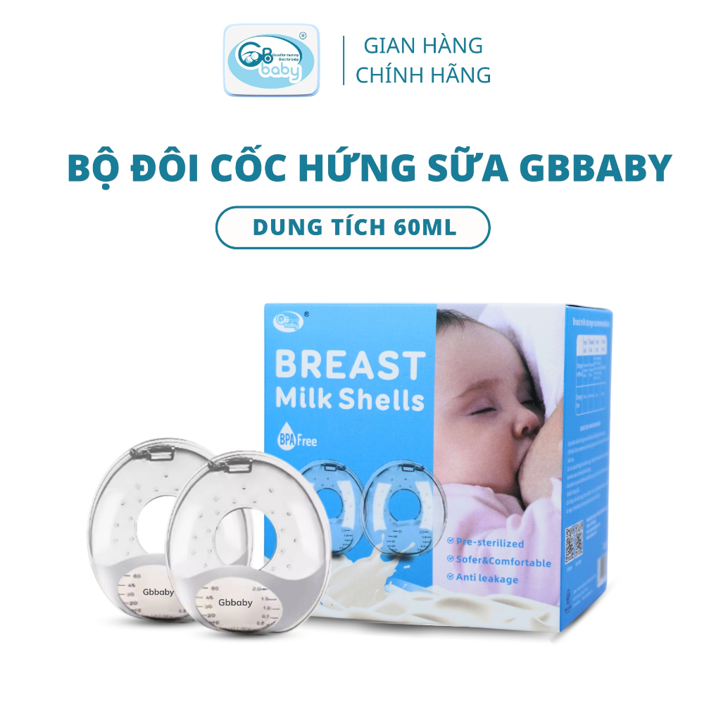 Bộ Đôi Cốc Hứng Sữa Chống Tràn Gbbaby an toàn và tiện lợi