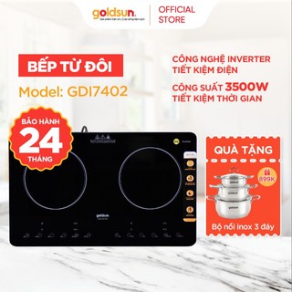 Bếp Từ Đôi Dương Goldsun Chất Liệu Mặt Kính Chịu Lực Có Màn Hình Led Nhạy Cảm Ứng Thông Minh GDI7402