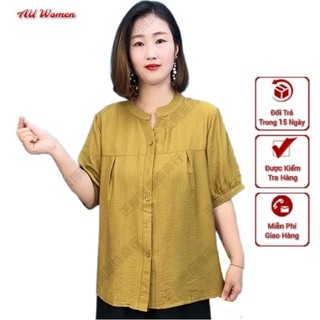 Áo Đũi Trung Niên Nữ Tay Lỡ Cổ V Cài Cúc Cho Mẹ