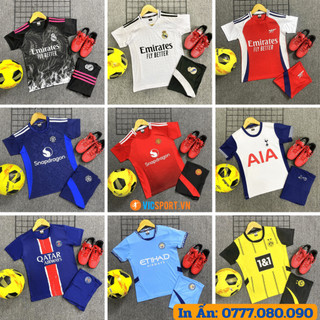 Quần Áo Bóng Đá Câu Lạc Bộ Trẻ Em, Áo Đá Banh CLB Cho Bé Thun Lạnh Mới Nhất 2024 Thoáng Mát - Vicsport