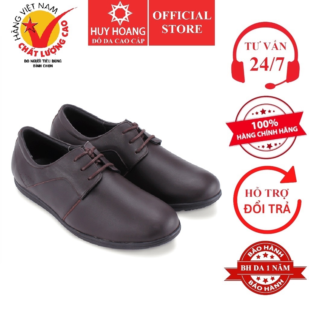 Giày tây Huy Hoàng quai ngang mũi tròn màu đen HP7713