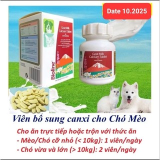 Viên sữa dê bổ sung Canxi cho Chó mèo Goat Milk Calcium Tablet Bioline